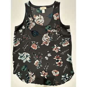 Ann Taylor LOFT Grey Tulip Floral Pattern Blouse Sleeveless Tank Top‎ XS